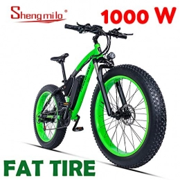 Shengmilo Bicicletas eléctrica Shengmilo 1000W Motor Elctricas, 26 Pulgadas Mountain E-Bike, Bicicleta Plegable Elctrica, Neumtico Gordo de 4 Pulgadas (Verde)