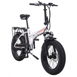 Shengmilo Bicicletas eléctrica Shengmilo 500W Bicicleta eléctrica Plegable Montaña Nieve E-Bike Ciclismo de Carretera, Neumático Gordo de 4 Pulgadas, Shimano 7 Velocidad Variable (Blanco)