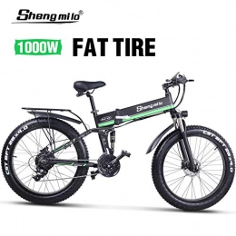 Shengmilo Bicicleta Shengmilo Bicicleta Elctrica Plegable, Bicicleta de Montaa de 26 Pulgadas, Nieve en la Montaa, Batera de Litio de 48V / 13Ah incluida, Dos Bateras Incluidas (Verde)