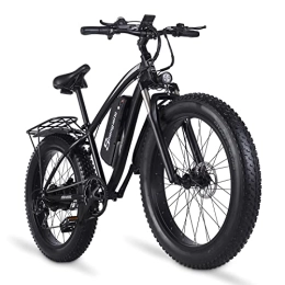 Shengmilo Bicicleta Shengmilo Bicicleta eléctrica E-Bike Bicicleta eléctrica asistida para Adultos, Bicicleta eléctrica 26 Pulgadas Fat Tire Mountain Bike, Horquilla de suspensión bloqueable MX02S e Bike (Negro)