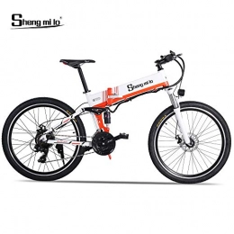 Shengmilo Bicicletas eléctrica Shengmilo-M80 Bicicleta De Montaña Eléctrica, Bicicleta Eléctrica Plegable De 26 Pulgadas, Suspensión Completa De 48v 13ah Y Velocidad Shimano 21, con Estante Trasero (Negra Rueda de radios 500W)