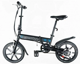 SMARTGYRO Bicicletas eléctrica SmartGyro Ebike Black - Bicicleta Eléctrica, Ruedas de 16", Asistente al Pedaleo, Plegable, Batería extraíble de litio de 4400 mAh, Freno V-Brake y Disco, Autonomía 30-50 Km, color Negro