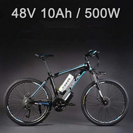 SMLRO Bicicleta SMLRO La Bicicleta elctrica de la batera de Litio de 26" 48V 500W, la Bicicleta elctrica de 27 velocidades, MTB / la Bici de montaña, adopta los Frenos de Disco del Aceite (10Ah Azul Negro)