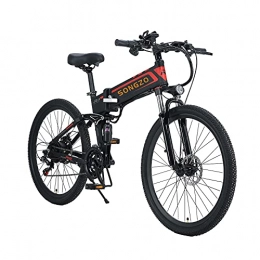  Bicicletas eléctrica SONGZO Bicicleta de Montaña 350W 21 Velocidades Bicicleta Eléctrica Plegable de 26 Pulgadas con Doble Suspensión y Freno de Disco (R3-Spoke)
