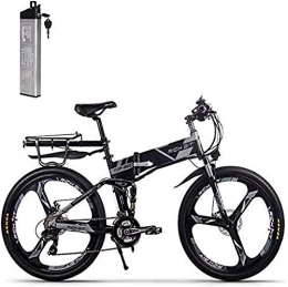 SUFUL Bicicletas eléctrica SUFUL Bicicleta Elctrica Plegable Rich bit TOP-860 26 Pulgadas 36V 250W 12.8Ah Bicicleta de Ciudad de Suspensin Completa Bicicleta de Montaa Plegable Elctrica (Negro Gris)