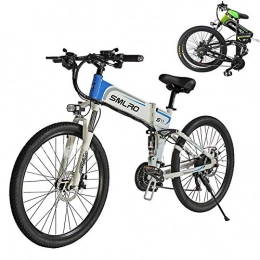SXZZ Bicicletas eléctrica SXZZ Bicicleta Eléctrica De Montaña, E- Bike Plegable De 26 Pulgadas, Batería De Litio De Carga Extraíble De 350 W / 48 V, Suspensión Completa Avanzada Y Engranaje De 21 Velocidades Shimano, Azul