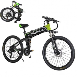 SXZZ Bicicleta SXZZ Bicicleta Eléctrica De Montaña, E- Bike Plegable De 26 Pulgadas, Batería De Litio De Carga Extraíble De 350 W / 48 V, Suspensión Completa Avanzada Y Engranaje De 21 Velocidades Shimano, Verde