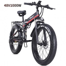 SYXZ Bicicleta SYXZ Bicicleta elctrica de 26 Pulgadas - eBike compacta Plegable para desplazamientos y Tiempo Libre - Suspensin Trasera, Bicicleta Unisex asistida por Pedal, 1000W / 48V, Negro