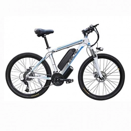 T-XYD Bicicleta T-XYD Bicicleta de montaña híbrida, Bicicleta eléctrica para Adultos 48V 350W, 21 Velocidad Variable 26 Pulgadas, Snow Road Cruiser Motocicleta con Faros LED, White Blue