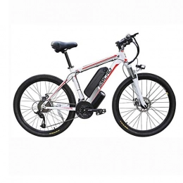 T-XYD Bicicleta T-XYD Bicicleta de montaña híbrida, Bicicleta eléctrica para Adultos 48V 350W, 21 Velocidad Variable 26 Pulgadas, Snow Road Cruiser Motocicleta con Faros LED, White Red