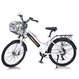 TAOCI Bicicletas eléctrica TAOCI Bicicletas eléctricas para Mujeres Adultas, 26 Pulgadas 36 V E-Bike Bicicletas extraíble batería de Iones de Litio Ebike para el Trabajo al Aire Libre Ciclismo Viajes(almacén de la UE) (White)