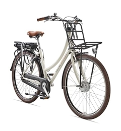Telefunken Bicicleta TELEFUNKEN Bicicleta eléctrica eléctrica de aluminio de 28 pulgadas con cambio de buje Shimano de 7 marchas, bicicleta de ciudad retro Pedelec con portaequipajes trasero y delantero, motor frontal de
