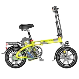 TGHY Bicicletas eléctrica TGHY Bicicleta Eléctrica Plegable 25km / h Alcance de 60km Aleación de Aluminio Bicicleta Portátil de 14 Pulgadas 240W Batería de Litio Extraíble de 20Ah / 48V Frenos de Disco Dobles, Amarillo
