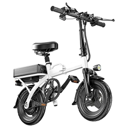 TGHY Bicicletas eléctrica TGHY Bicicleta Eléctrica Plegable Bicicleta para Adultos de 14" 25km / h Alcance de 45 / 100km Motor de 250W Batería de Litio de 48V 13 / 28Ah Bicicleta Asistida por Pedal para Uso Urbano, Blanco, 100KM