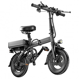 TGHY Bicicletas eléctrica TGHY Bicicleta Eléctrica Plegable Bicicleta para Adultos de 14" 25km / h Alcance de 45 / 100km Motor de 250W Batería de Litio de 48V 13 / 28Ah Bicicleta Asistida por Pedal para Uso Urbano, Negro, 45KM