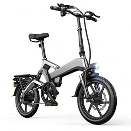 TGHY Bicicleta TGHY Bicicleta Eléctrica Plegable de 16" para Adultos Adolescentes Motor de 48V 400W Asistencia de Pedal Freno de Disco Batería de 10Ah Bicicleta Eléctrica para Viajeros de la Ciudad, Gris
