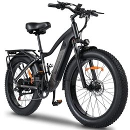 TopMate Bicicletas eléctrica TopMate EB22 Bicicleta Eléctrica de Montaña para Adultos, E Bikes con 26" x 4.0 Fat Tires y Batería Extraíble de 48V 15Ah, Potente Motor, Amortiguador Dual 7-Velocidades, Portavasos y Soporte Teléfono