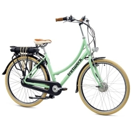 tretwerk DIREKT gute Räder Bicicletas eléctrica Tretwerk Aurora - Bicicleta eléctrica de 28 pulgadas para mujer, con cambio de buje Shimano de 7 marchas, con motor delantero de 250 W, 36 V, 468 Wh, 40 Nm, verde menta, 50 cm