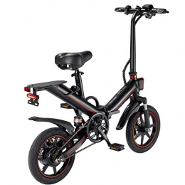OLK Bicicletas eléctrica V5 Bicicletas eléctricas para Adultos, Bicicletas eléctricas Plegables para Mujeres Hombres con batería de 15Ah 14 Pulgadas Velocidad máxima 25 km / h Portátil para Hombres Mujeres Deportes - Negro