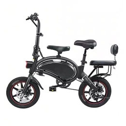 WASEK Bicicletas eléctrica Vehículos eléctricos Inteligentes, Vehículos eléctricos para Padres e Hijos, Vehículos eléctricos con Asiento retráctil, eléctricas Luces (Black A)