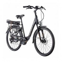 Leader Fox Bicicleta Velo Electrique-VAE City Leader Fox 26'' Lotus 2020-2021 - Rueda AR Bafang 250w 36v batería 16A 7v Negro Mate