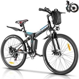 Vivi Bicicletas eléctrica Vivi Bicicleta Eléctrica de Montaña Plegable, 26"E-Bike MTB Pedal Assist, 250W Bici Electrica Plegable para Adultos, Shimano 21 (Azul Negro)