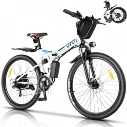 Vivi Bicicletas eléctrica Vivi Bicicleta Eléctrica de Montaña Plegable, 26"E-Bike MTB Pedal Assist, 250W Bici Electrica Plegable para Adultos, Shimano 21 (Blanco Azul)