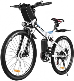 Vivi Bicicletas eléctrica Vivi Bicicleta Eléctrica de Montaña Plegable, 26"E-Bike MTB Pedal Assist, 250W Bici Electrica Plegable para Adultos, Shimano 21 Velocidades Velocidad Batería Extraíble de 36V (Blanco)