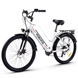 VOZCVOX Bicicleta VOZCVOX Bicicletas eléctricas 26“ Hombres y Mujeres Urbanas Ebikes Electrica con Batería Extraíble de 48V 9.6Ah, Shimano 7vel, LCD Dispaly (Blanco)