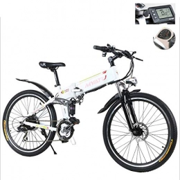 W&TT Bicicleta W&TT 21 velocidades 36V 12A Adulto Plegable Bicicleta elctrica 26 Pulgadas Multi-Etapa de Amortiguador Ajustable Amortiguador Delantero Tenedor Bicicleta de montaña con Pantalla LCD HD, White