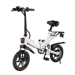 U\C Bicicleta Warehouse In Europe 48V 15Ah 25km / h Battery Powerful Motor Electric Mountain Bike 14 Inches Tyres Folding Bicycle Adult City Ebike (White)