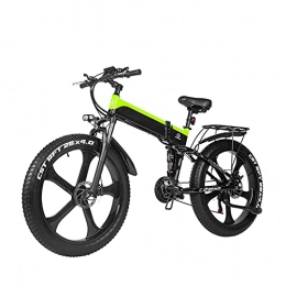 WBYY Bicicleta WBYY Bicicleta Eléctrica Plegable para Adultos, Bicicleta Electrica Montaña de 26 Pulgadas, 1000W 48V / 12.8AH con la Pantalla LCD, 21 Velocidades, 3 Modos, Verde