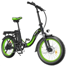 Windlook Bicicleta Windlook Bicicleta eléctrica 20" x 3.0 Fat Tire E-Bike con Motor de 250W, Bicicleta eléctrica Plegable con batería extraíble de 36V 12.5AH, E Bike de Largo Alcance para montaña, Playa y Nieve (Verde)