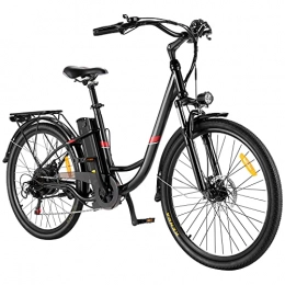 Winice Bicicleta Winice 26" Bicicletas Electricas 250W Bicicletas Electricas Adultos / Bicicleta Eléctrica de Ciudad 36V 8Ah Batería de Iones de Litio extraíble, Shimano 7 velocidades, Amortiguador (Negro)