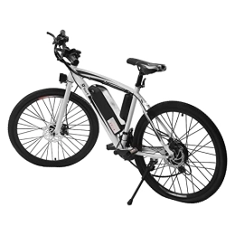 WOQLIBE Bicicleta WOQLIBE Bicicleta eléctrica de montaña eléctrica de 26 pulgadas, con motor extraíble de 250 W, 25 km / h y 21 marchas, resistencia 20-30 km para hombre y mujer (blanco)