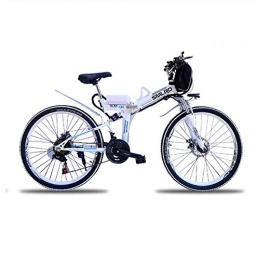 WXJWPZ Bicicleta WXJWPZ Bicicleta Elctrica Plegable Bicicleta De Montaa Elctrica De 24 Pulgadas Son 60 Km De Velocidad Mxima 35 Km / H Plegable, White