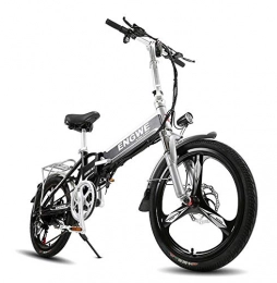 WXJWPZ Bicicleta WXJWPZ Bicicleta Eléctrica Plegable Bicicleta Eléctrica De 20 Pulgadas Bicicleta Eléctrica Plegable De Aluminio 400W Potente Mottor 48V10A Batería 32km / H, Black