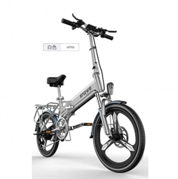 WXJWPZ Bicicleta WXJWPZ Bicicleta Eléctrica Plegable Bicicleta Eléctrica De 20 Pulgadas Bicicleta Eléctrica Plegable De Aluminio 400W Potente Mottor 48V10A Batería 32km / H, White