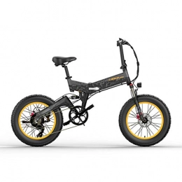 Nbrand Bicicleta X3000 20" Bicicleta montaña eléctrica plegable, bicicleta nieve con neumáticos grasa 4.0, batería litio 48V, bicicleta de asistencia pedal 5 niveles (Black Yellow, 1000W Plus 1 Reemplazo 14.5Ah)