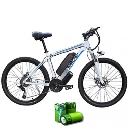 XXCY Bicicletas eléctrica XXCY C6 Bicicleta De Montaña Eléctrica, Bicicleta Eléctrica De 1000w 26 '' con Batería Extraíble De Iones De Litio De 48v 15ah Shimano 27 Speed ​​Gear (Blanco-Azul)