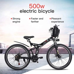 XXCY Bicicleta XXCY M70 + 500W 26 'E-Bike Foding MTB Bicicleta eléctrica 48v 8AH Baterry 21 velocidades (Negro)