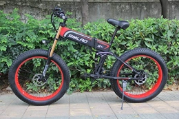 XXCY Bicicletas eléctrica XXCY X26 1000w Bicicleta Hbrida Elctrica 26 Pulgadas Fat Bike 48v 12.8ah Moto De Nieve Plegable Ebike (S11 Red)