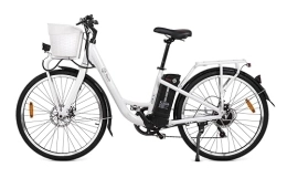 YOUIN NO BULLSHIT TECHNOLOGY Bicicletas eléctrica YOUIN Paris Bicicleta Eléctrica ruedas 26" color blanco, Motor 250 W, Autonomía 40 km, Horquilla de Magnesio, Cesta y Portaequipajes