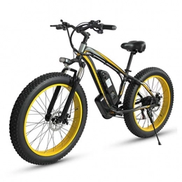 YUN&BO Bicicleta YUN&BO Bicicleta eléctrica, Bicicleta de Nieve de Playa de aleación de Aluminio con batería de Litio de 15 Ah, Bicicleta Ligera de Bicicleta eléctrica para Adolescentes y Adultos, Amarillo