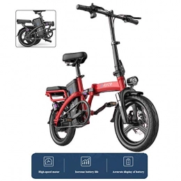 YXYBABA Bicicletas eléctrica YXYBABA Bicicleta Electrica 14" Llantas De Aleación De Aluminio Plegable, 48V Batería De Grado Automotriz, 400W Motor Inversor De Recuperación De Energía, con Sistema De Posicionamiento GPS, Rojo