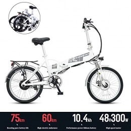 YXYBABA Bicicletas eléctrica YXYBABA Bicicleta Eléctrica Plegable 300W 20 Pulgadas para Hombres Mujeres / e-Bike Aluminio 36V 10.4AH Batería de Litio Adecuado, para Viajes, Ciclismo Desde y hacia el Trabajo, Blanco