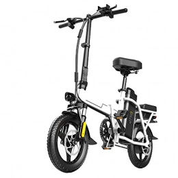 YXZNB Bicicletas eléctrica YXZNB Bicicletas Electricas, 14 Pulgadas 48V Bicicleta Elctrica con Batera De Litio De 350 W, Ciudad De Bicicletas / 80 Kilometros, con El Pedal del Pie, Blanco