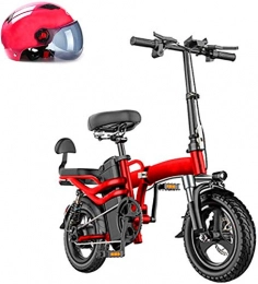 ZJZ Bicicleta ZJZ Bicicleta eléctrica Plegable de 14 '', Bicicleta eléctrica con Motor de 250 W con batería de Iones de Litio extraíble de 48 V y 10 Ah, Frenos de Disco Doble, Mango Plegable