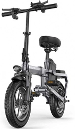 ZJZ Bicicleta ZJZ Bicicletas eléctricas Plegables con 350W 18V 14 Pulgadas, 6-15AH Batería de Iones de Litio E-Bike para Ciclismo al Aire Libre, Viajes, Ejercicio y desplazamientos (Color: Grey, Size: 150KM)