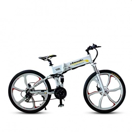 ZS Bicicleta ZS Bicicleta elctrica de montaña Plegable de 26 Pulgadas, 36V 10.4Ah batera de Litio 240 W traccin Trasera sin escobillas Rueda integrada Motor Blanco y Negro